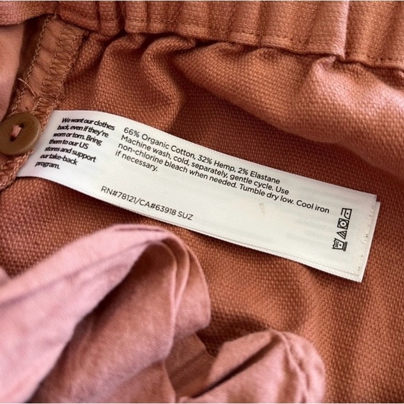 Eileen Fisher Terracotta Orange Hemp Loose Fit Stretch Waist Pants - Picture 5 of 5